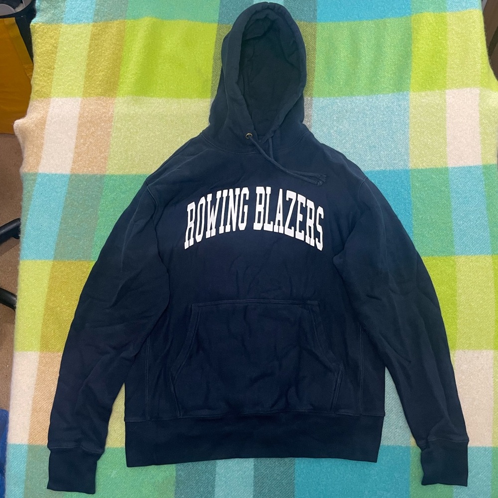 Rowing Blazers Blue Spell Out Logo Navy Heavyweight Hoodie